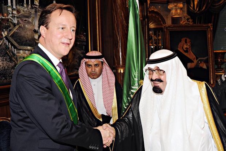 David Cameron con el antiguo Rey Abdalá de Arabia Saudí