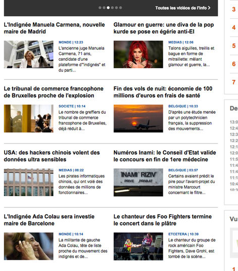 El sitio web de la radiodifusión belga lleva a su portada, entre otros, a Carmena