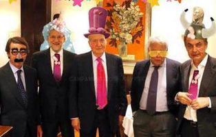 La cena de Rajoy, Zapatero, Aznar, González y el Rey emérito, en memes