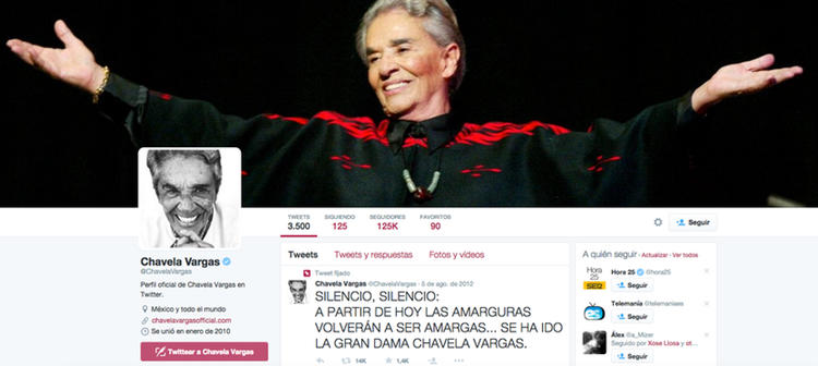 Un equipo sigue refrescando el perfil oficial de Chavela Vargas