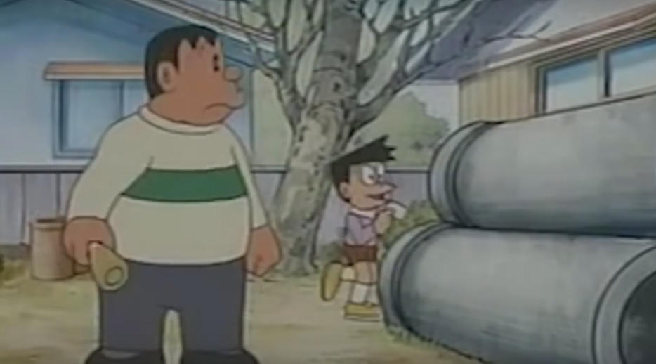 Bates de béisbol y tubos de alcantarillado, atrezzo básico de Doraemon
