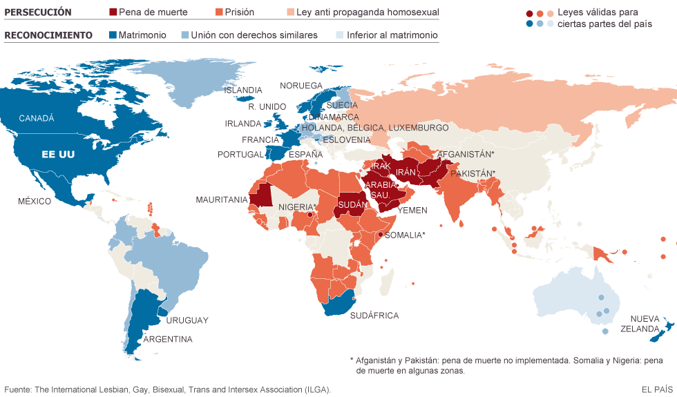 Panorama del matrimonio gay en el mundo (El País)