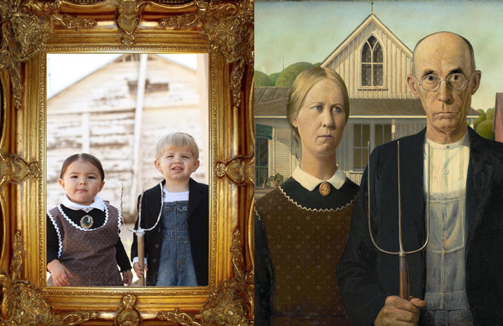 Willow y Cooper en el cuadro 'American Gothic' (Instagram: @ginalee)