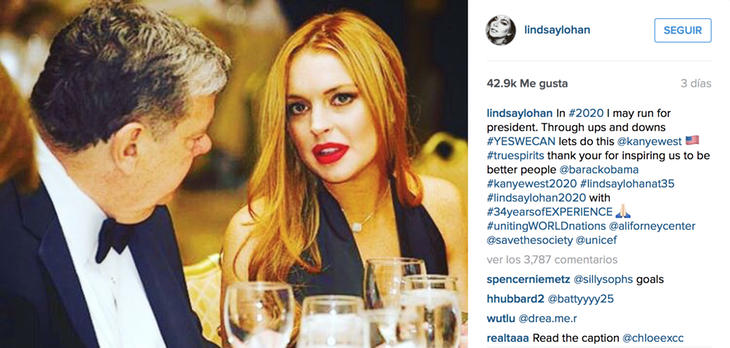 Lindsay Lohan quiere ser presidenta de EEUU