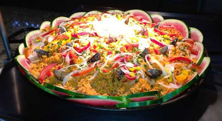 Paella con sandía