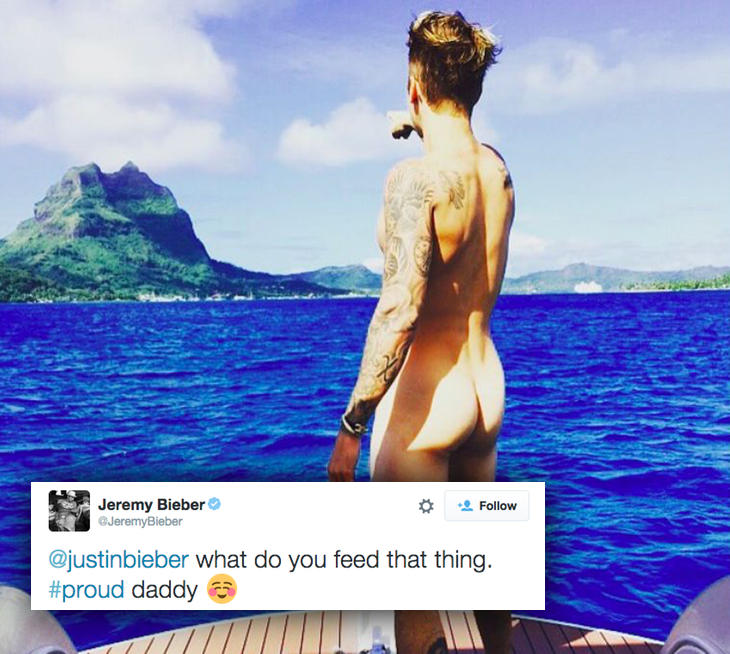 Justin ya había calentado Instagram con la foto de su trasero