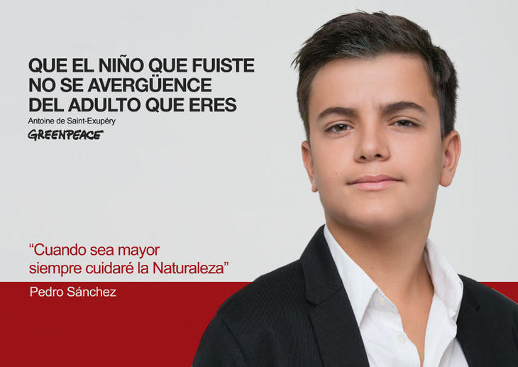 Pedro Sánchez de niño (Fuente: Greenpeace)