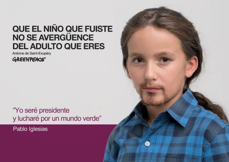 Pablo Iglesias de niño (Fuente: Greenpeace)