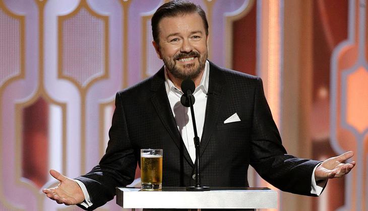 Ricky Gervais bebió cerveza durante la gala