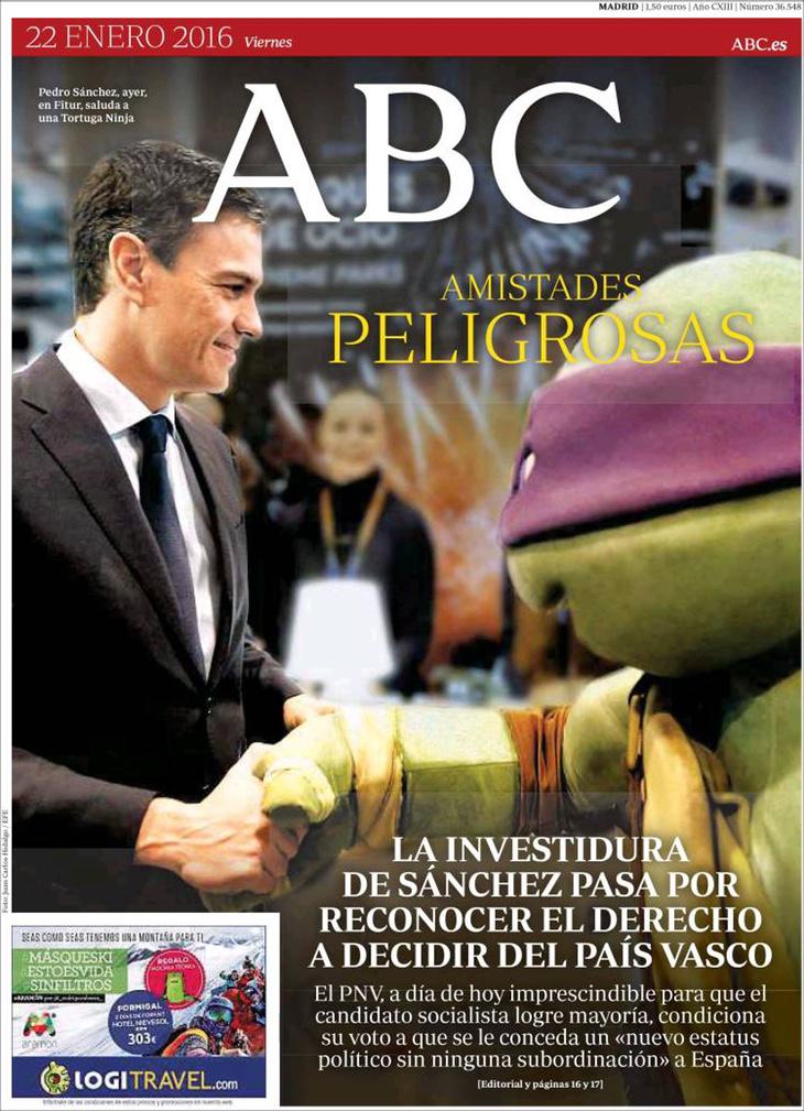 Sánchez y Donatello en la portada del ABC del 22 de enero de 2016