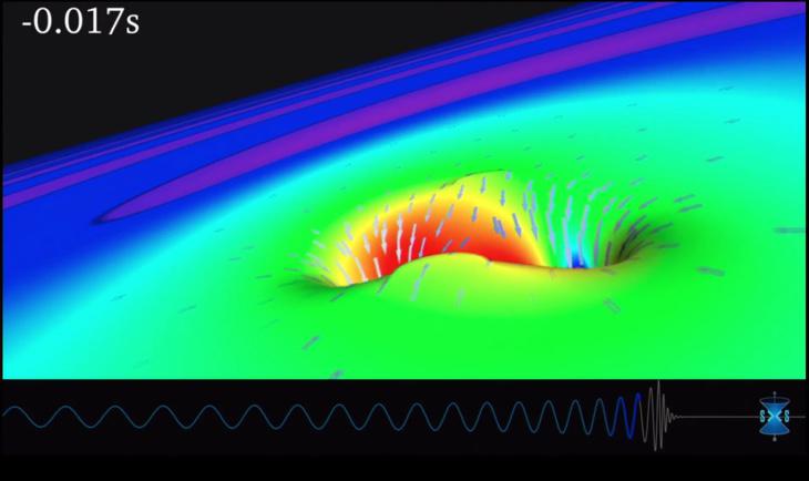 Los agujeros negros y debajo, las ondas detectadas