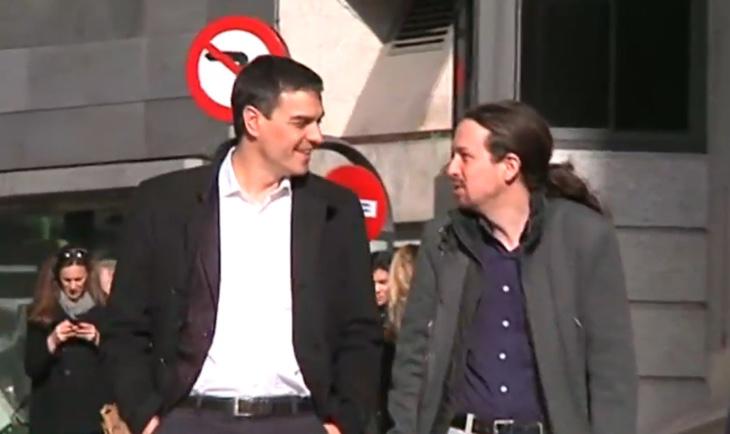 Pedro Sánchez y Pablo Iglesias llegan al Congreso para la reunión