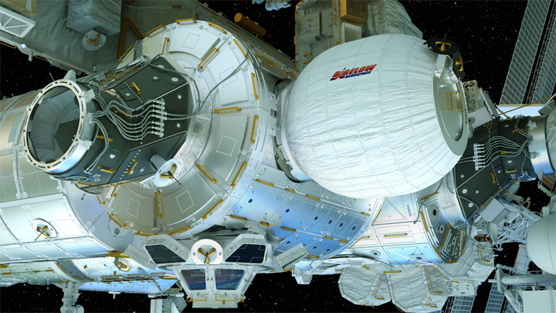 Esquema de modulo hinchable acoplado a la ISS