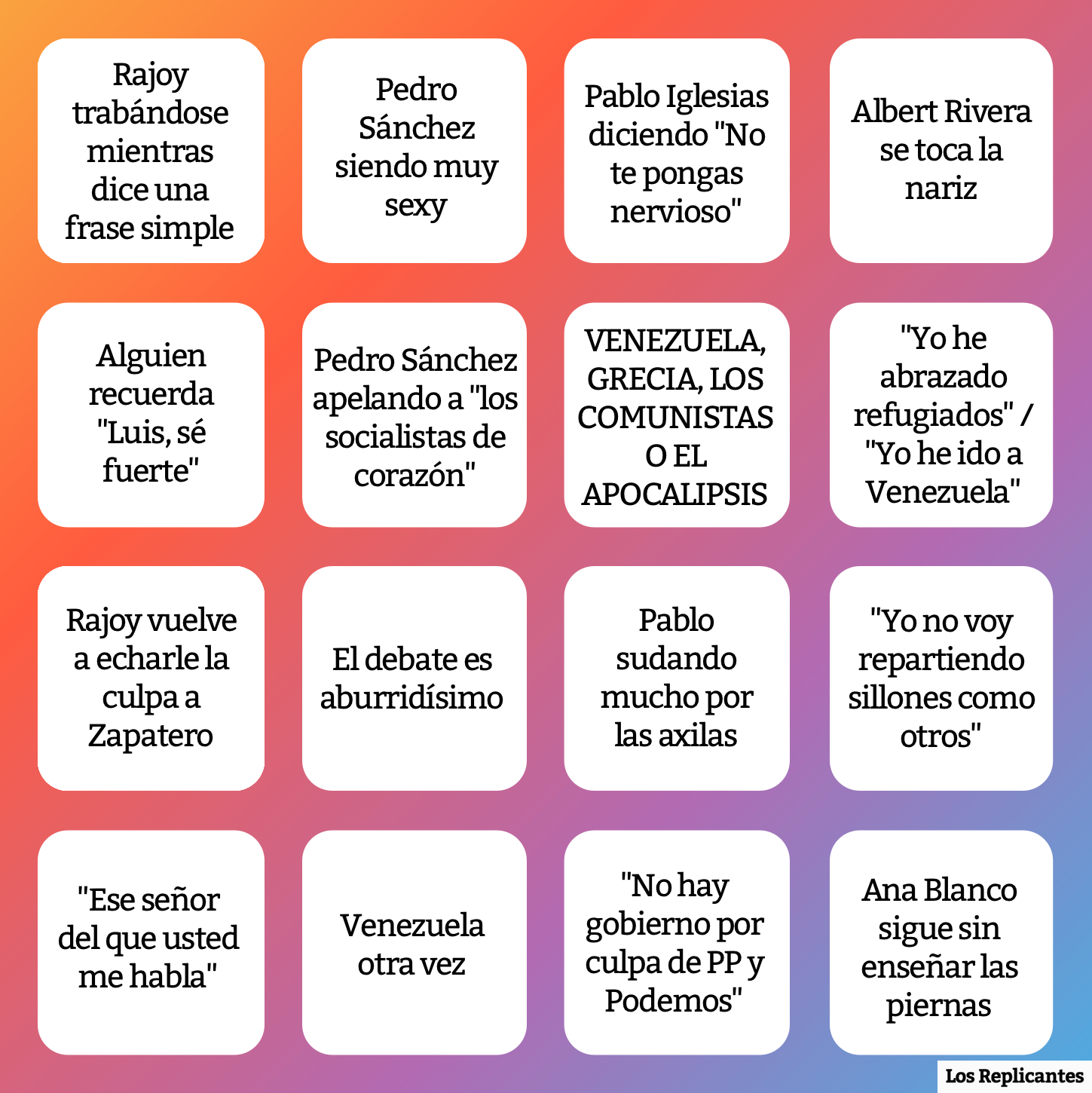 ¡Ya estamos preparados para comentar en directo el #Debate13J con nuestro bingo! http://bit.ly/1sCK89b