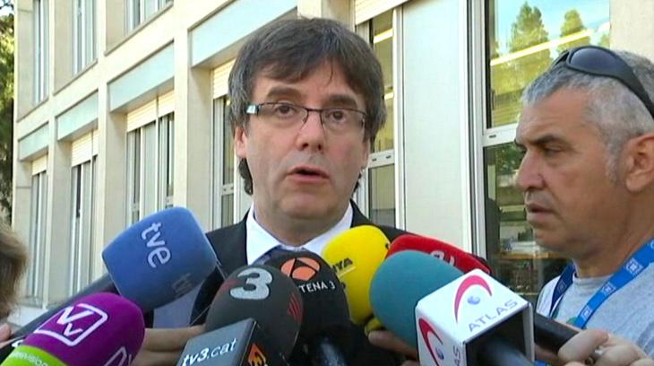 Carles Puigdemont declarando elste miércoles. Foto: ETB