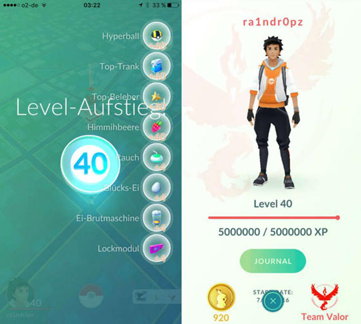 40 es el nivel máximo de 'Pokémon Go'