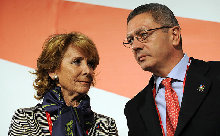 Aguirre y Gallardón presentando la candidatura madrileña en 2009