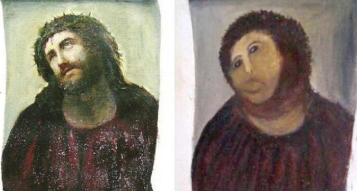 El notable cambio del Ecce Homo tras la 'restauración'