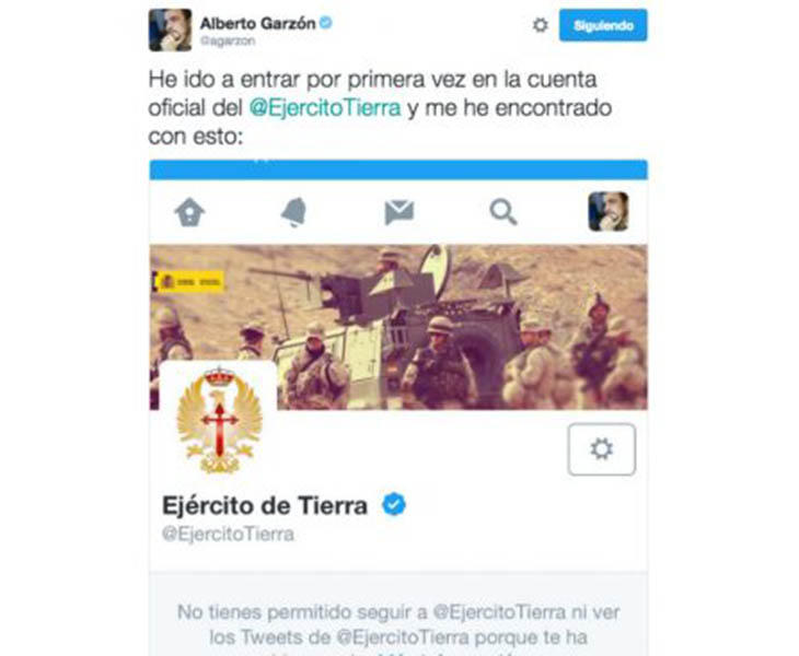 Bloqueo del Ejército de Tierra a Alberto Garzón