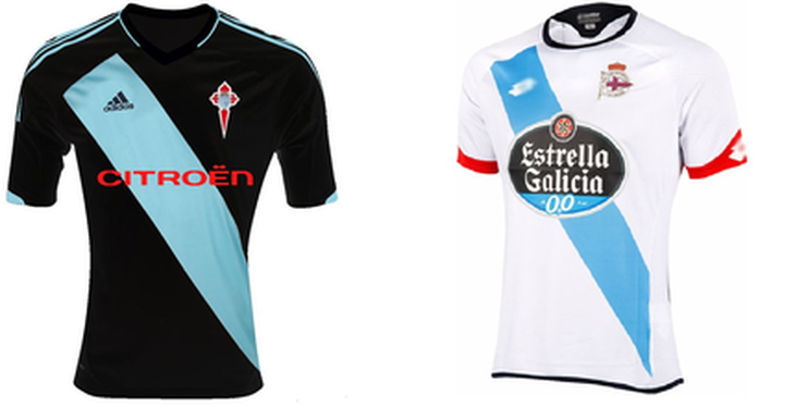 Las equipaciones de Celta y Depor, con las franjas correctamente dibujadas