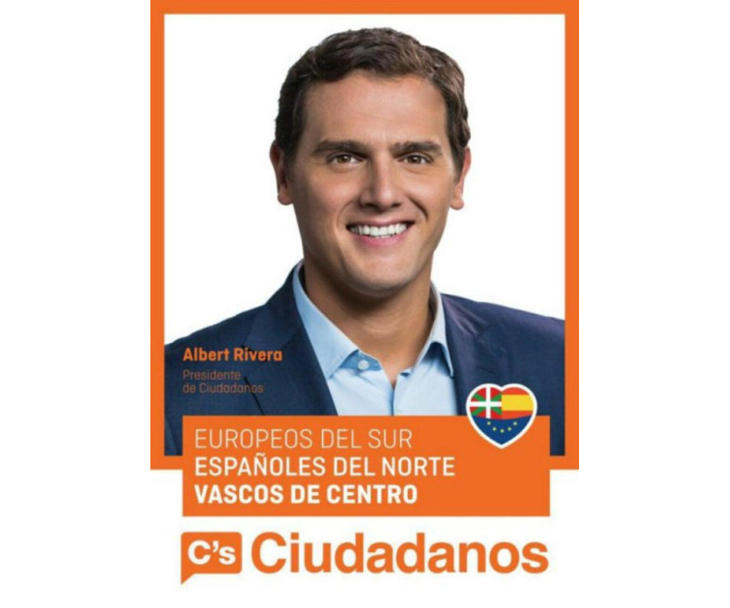 'Europeos del sur, españoles del norte, vascos del centro', eslogan de Ciudadanos en Euskadi