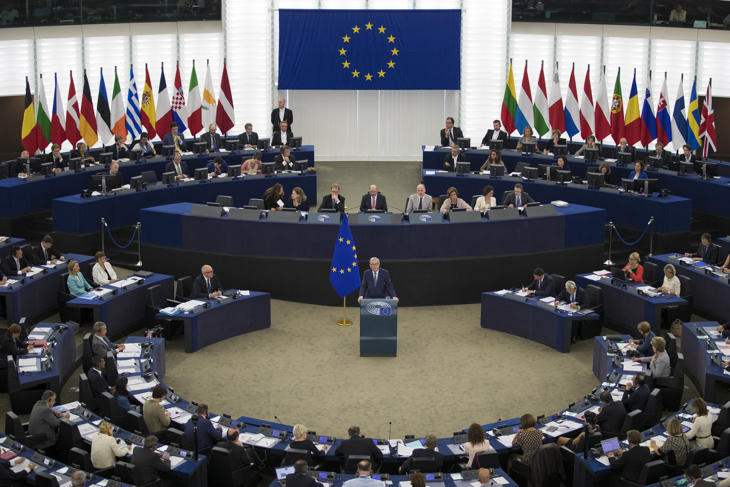 Juncker durante su discurso en el Parlamento Europeo