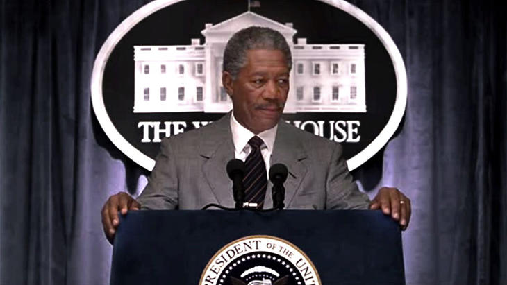 Morgan Freeman como presidente en 'Deep Impact'.