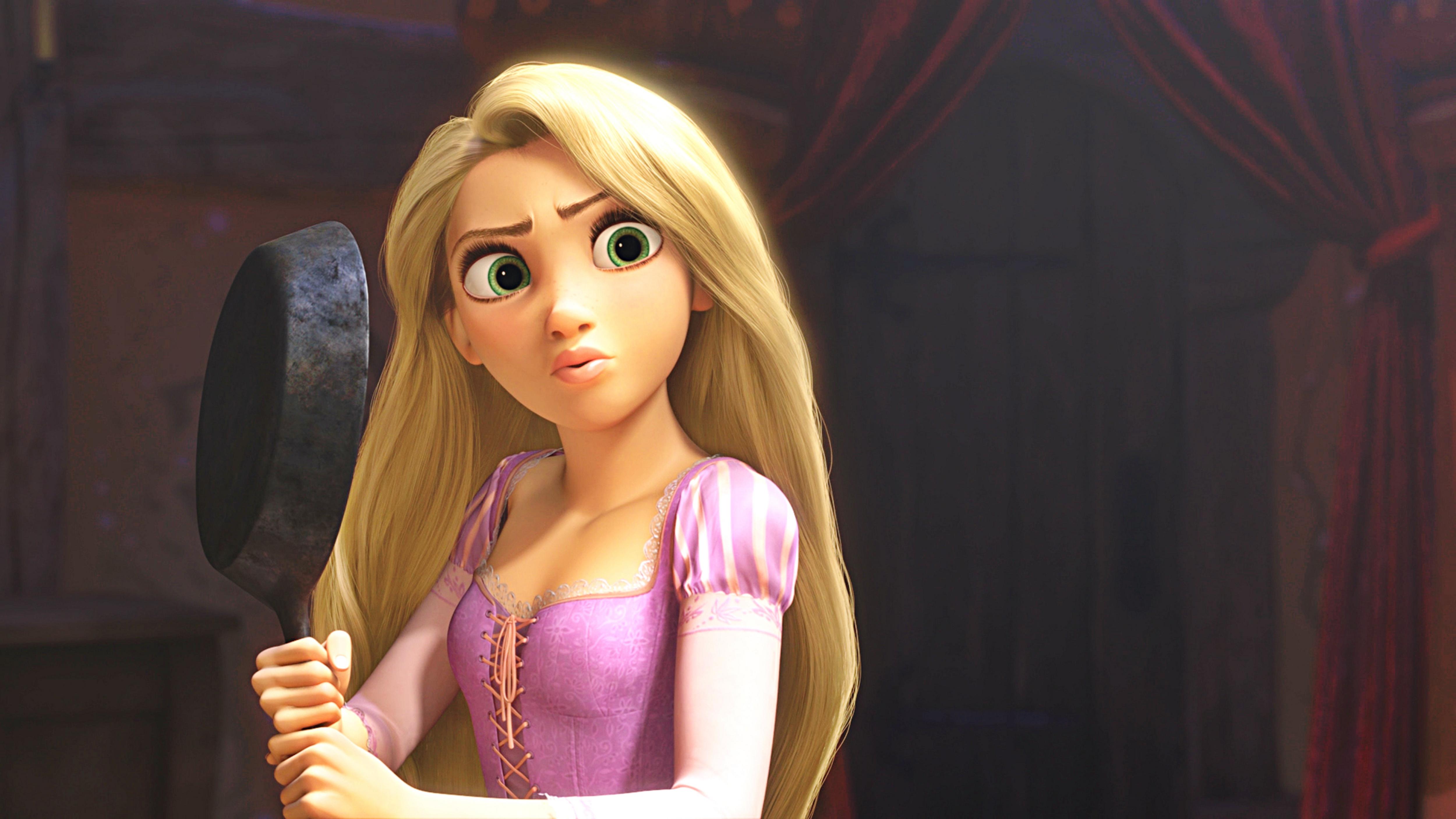 Rapunzel con la sartén