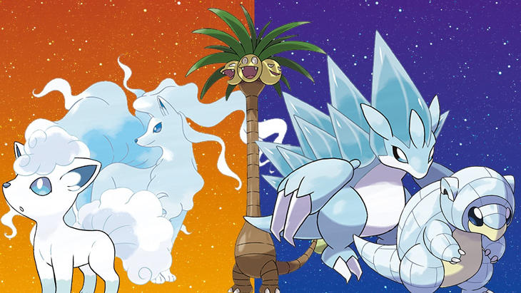 Vulpix, Ninetales, Exeggutor, Sandslash y Sandshrew en su versión Alola