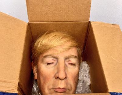 Mandan a Nueva York la cabeza de Trump metida en una caja