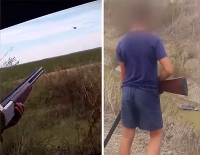 Un padre anima a su hijo de nueve años a disparar contra aves protegidas