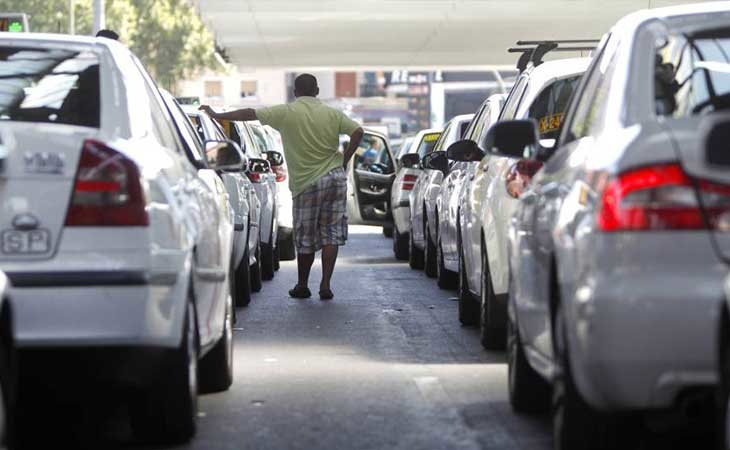 Protesta de los taxistas en Madrid contra los VTC