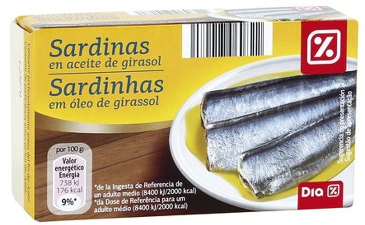 Las latas de sardinas de la marca DIA han sido retiradas