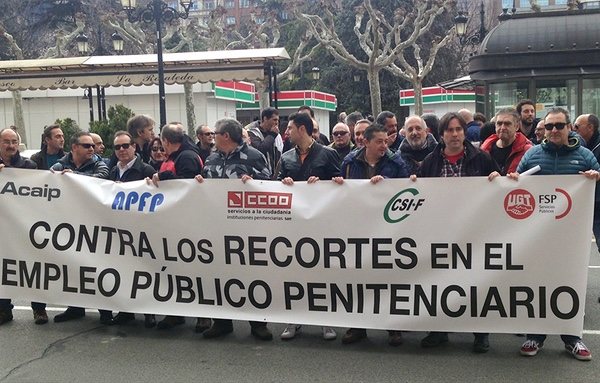 Los funcionarios de prisiones se han manifestado en contra de los recortes en múltiples ocasiones