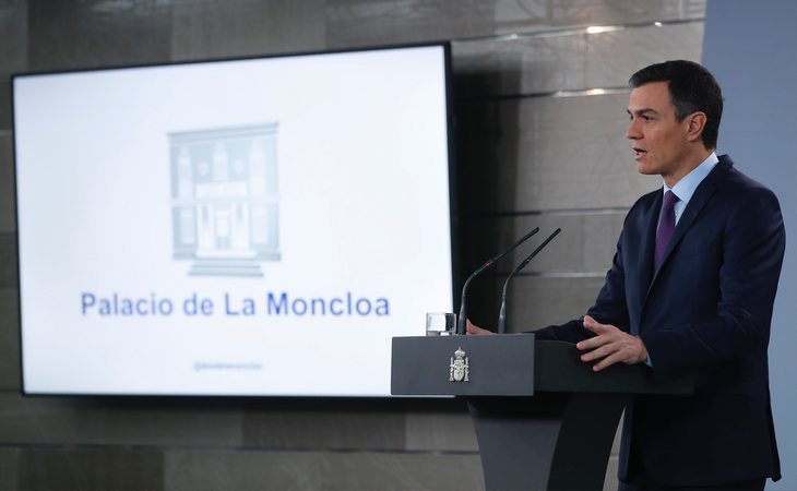 Pedro Sánchez durante su comparecencia en La Moncloa