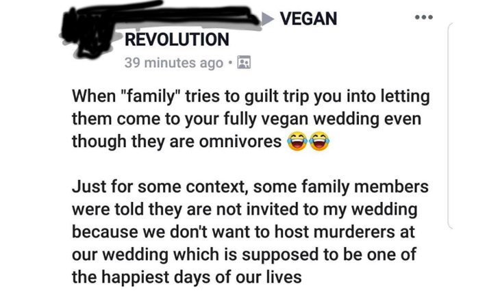 La novia vegana se enorgullece de su decisión