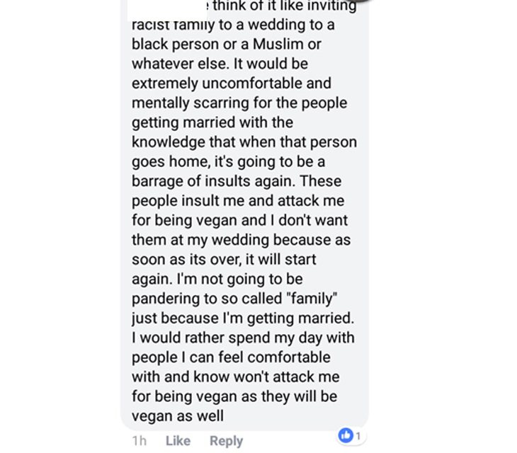 La chica comparó el veganismo con el racismo