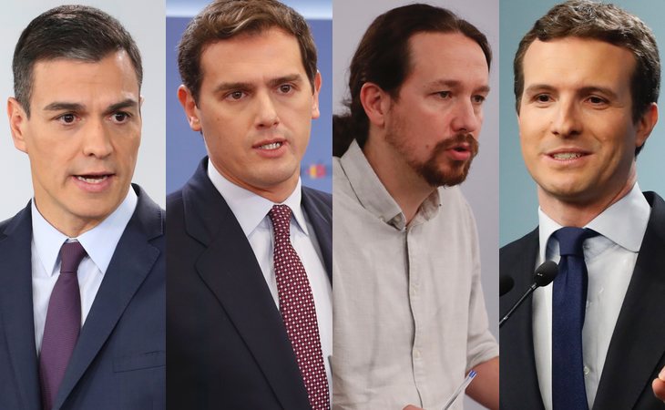 Pedro Sánchez, Albert Rivera, Pablo Iglesias y Pablo Casado