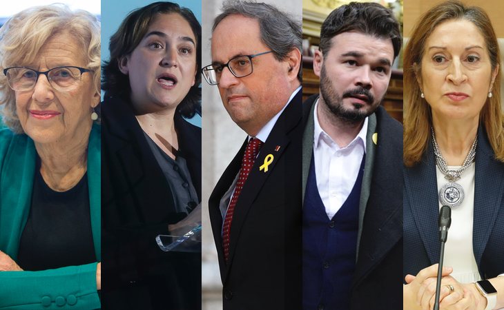 Manuela Carmena, Ada Colau, Quim Torra, Gabriel Rufián y Ana Pastor