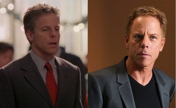 Greg Germann como Richard Fish (izq) y en la actualidad (dcha)