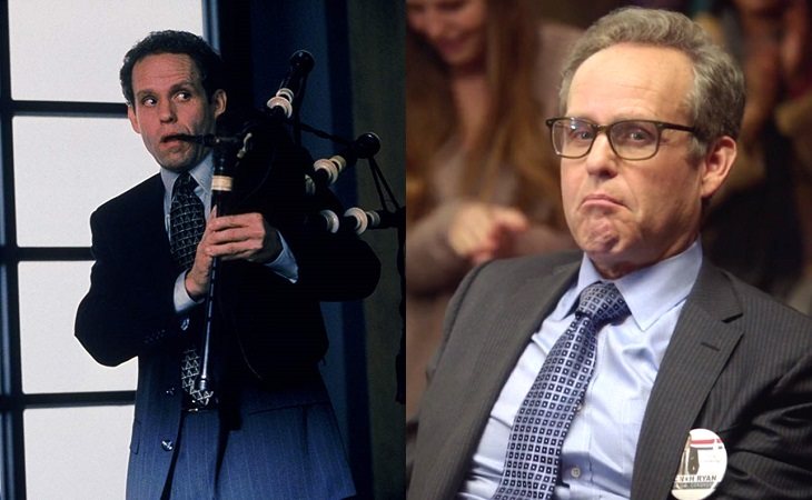 Peter MacNicol como John Cage (izq) y en la actualildad (dcha)