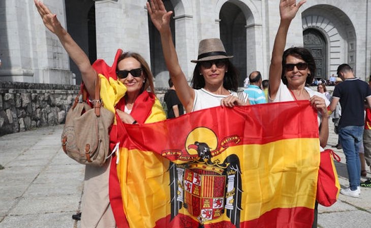 Manifestantes en el Valle de los Caídos, el 15 de julio de 2018