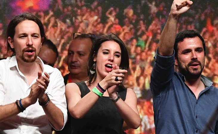 Pablo Iglesias, Irene Montero y Alberto Garzón