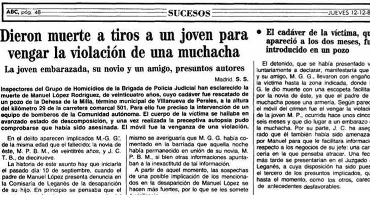 La crónica del ABC de 1985 asegura que Baeza se quedó embarazada