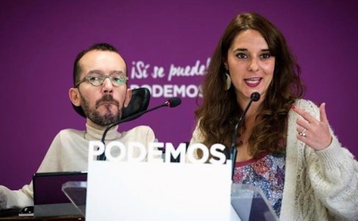 Noelia Vera y Pablo Echenique, durante la rueda de prensa tras el Consejo de Coordinación de Podemos -Público