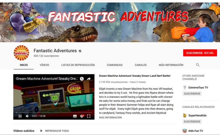 Canal de Youtube 'Fantastic Adventures'