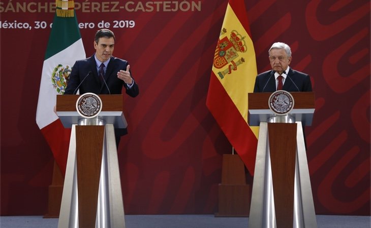 Sánchez y Obrador en enero de 2019