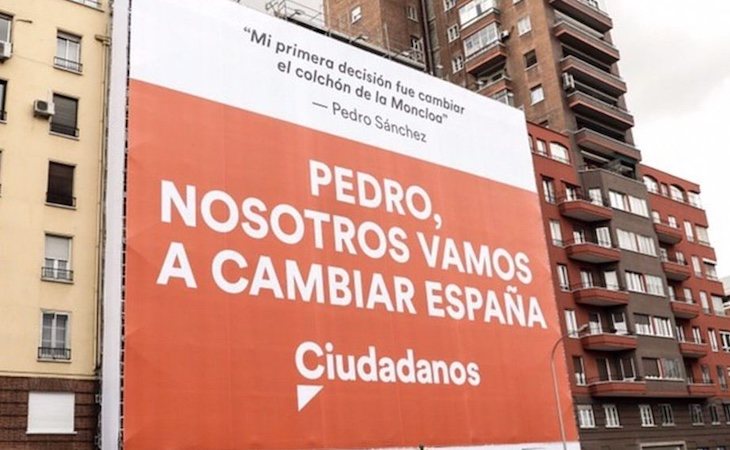 El cartel de Ciudadanos ha sido mandado retirar por la Junta Electoral de Madrid