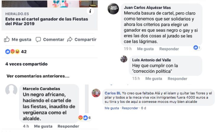 Algunos de los comentarios racistas de la noticia en Facebook