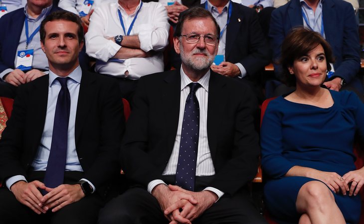 Pablo Casado, Mariano Rajoy y Soraya Sáenz de Santamaría